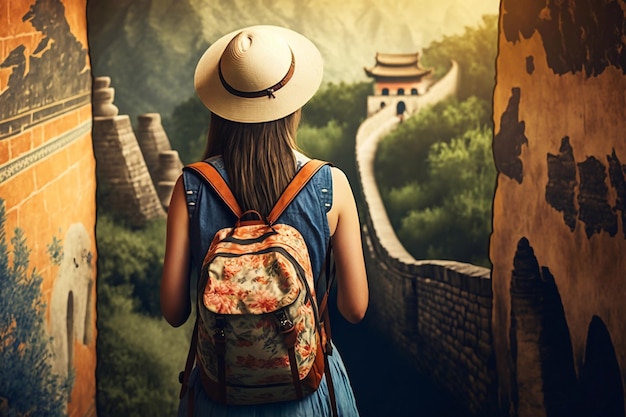 Foto viaggio in cina alla grande muraglia ai generativa