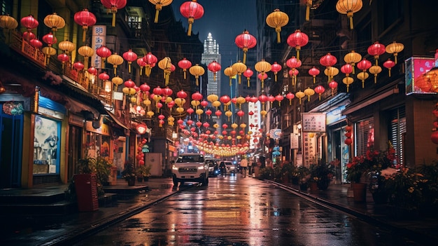 Chinatown levendige papieren lantaarns verlichten