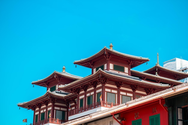 Chinatown singapore with blue sky vibrant color