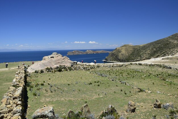 ボリビアのチチカカ湖にある太陽の島のチンカナ遺跡