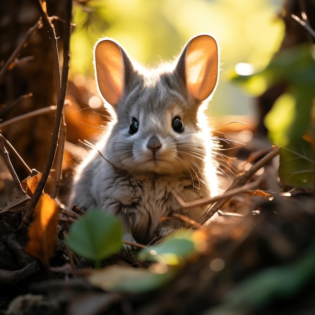 Chinchila in its Natural Habitat Wildlife Photography Generative AI