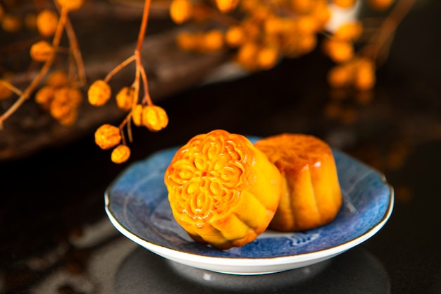 Chinees festival, de familie herenigd voor het Mid-Autumn Festival, genietend van maancakes,