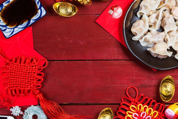 Chinees jiaozi nieuwjaarsvoedsel