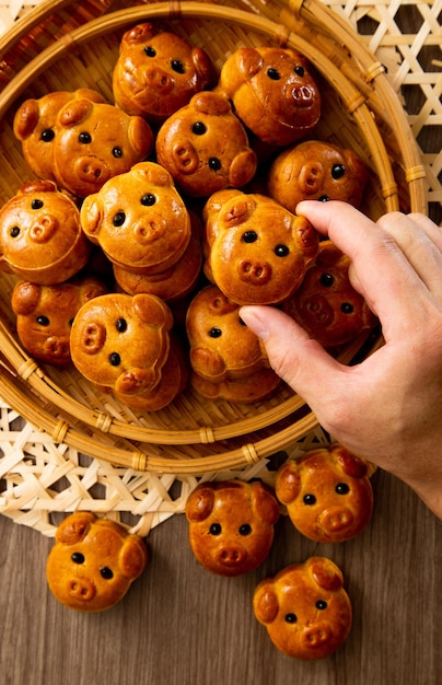 Chinees mooncake-koekje met varkentje