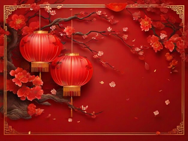 Chinees nieuwjaar achtergrond traditioneel voorjaarsfeest beste kwaliteit hyper realistisch behang