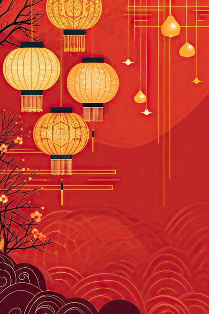Chinees Nieuwjaar achtergrondbehangaffiche
