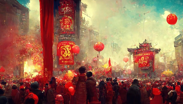 Chinees Nieuwjaar AI-weergave