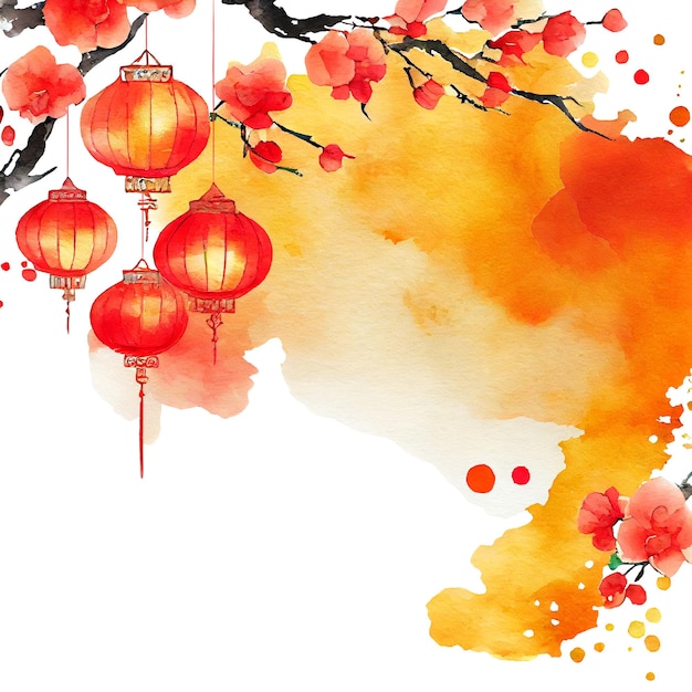Chinees Nieuwjaar aquarel achtergrond