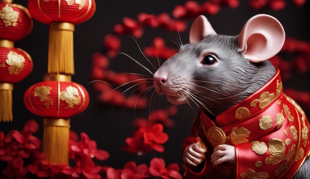 Chinees nieuwjaar Chinees sterrenbeeld dier rat achtergrond 3d Chinees nieuwjaar achtergrond behang