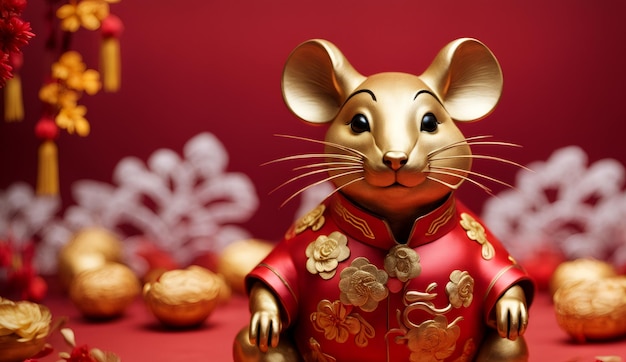 Chinees nieuwjaar Chinees sterrenbeeld dier rat achtergrond 3d Chinees nieuwjaar achtergrond behang