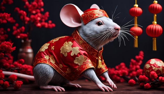 Chinees nieuwjaar Chinees sterrenbeeld dier rat achtergrond 3d Chinees nieuwjaar achtergrond behang