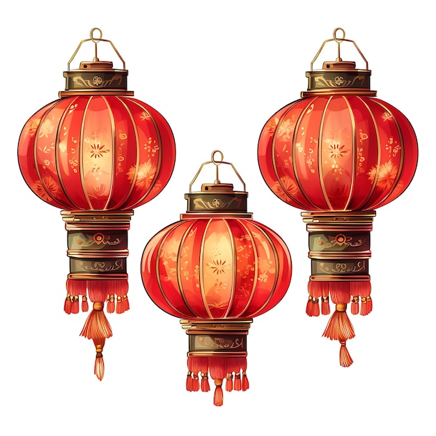 Foto chinees nieuwjaar waterverf illustratie levendige chinese stijl voorwerpen en decoraties op wit bg