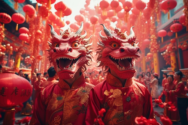 Chinees nieuwjaarsfeest met draak