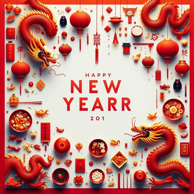 Chinees nieuwjaarsfeest realistische achtergrond 3d ai gegenereerd