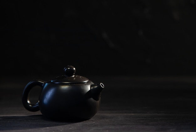 Chineese tea set on black background