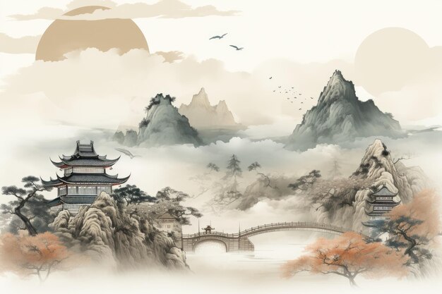 Chinese abstract painting in Japan made using generative AI tools