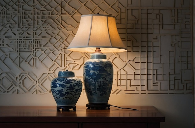 Chinese achtergrond met lamp en patroon