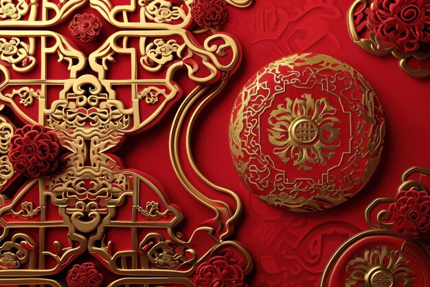 Foto chinese achtergrond met traditionele patronen en ornamenten chinese nieuwjaarsfeestbanner