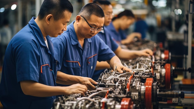 Chinese aircraft mechanics carefully