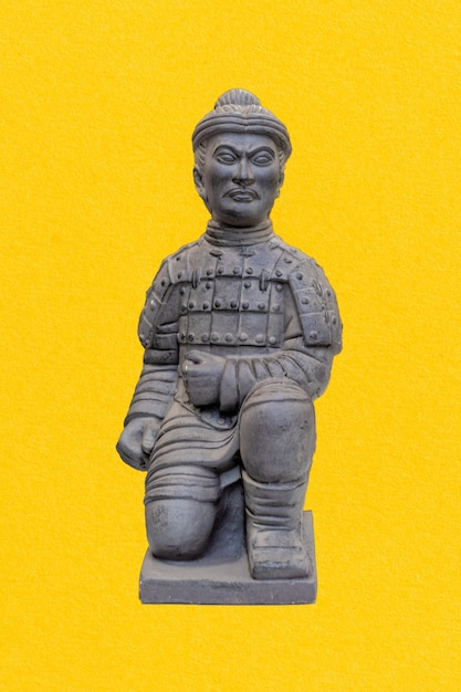 Chinese or asian warrior or archer statue decoration isolated