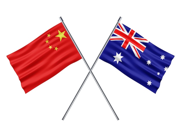 中国の旗と中国とオーストラリアの旗