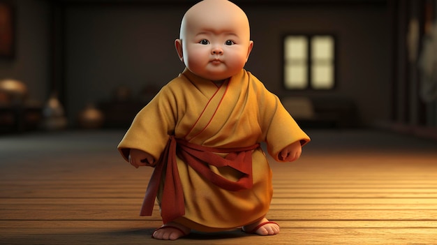 Chinese baby Monnik ziet er dik uit