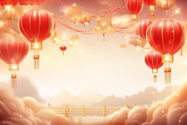 Chinese background with red new year lantern