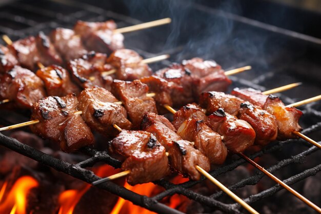 Photo the chinese bbq skewer of sichuan grilled meat for food content