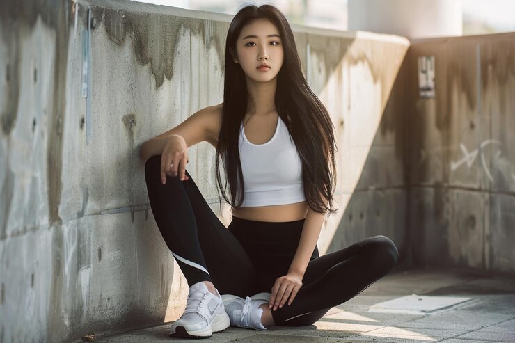 중국인 미녀, 긴 머리, 색 부분, 둥근 목, 몸 아래쪽은 검은색 레