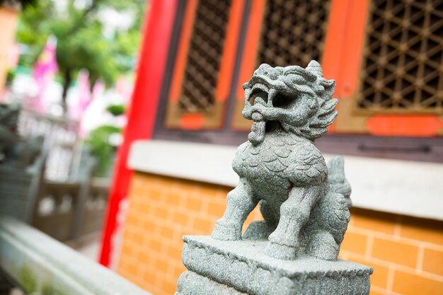 Chinese beschermleeuwen in tempel