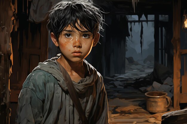 Chinese boy illustration