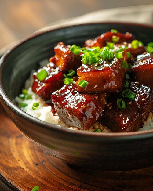 Chinese braised pork belly with rice