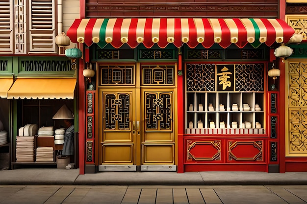 写真 2dゲームデザインのための中国の建物の正面と店舗のフロント