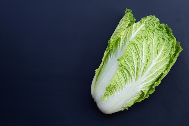 Chinese cabbage on dark background. Copy space