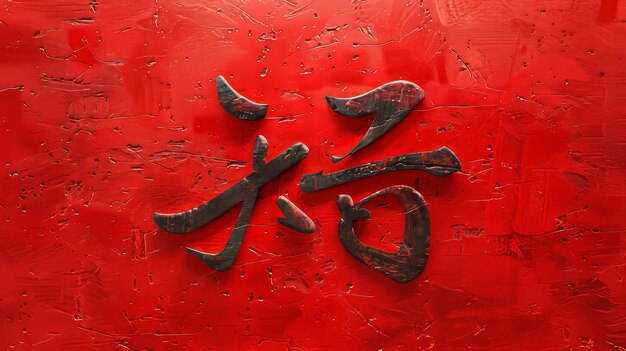 Foto in calligrafia cinese le parole primavera sono scritte su uno sfondo rosso per il nuovo anno lunare