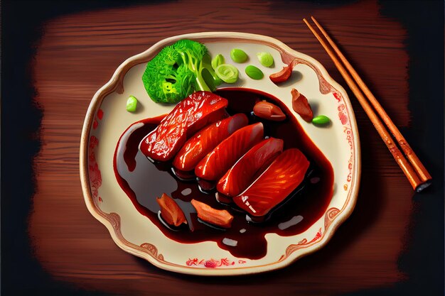 Foto cibo cinese char siu