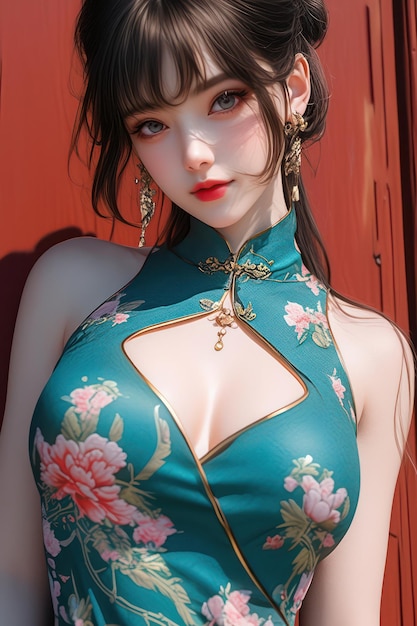 chinese cheongsam girl illustration