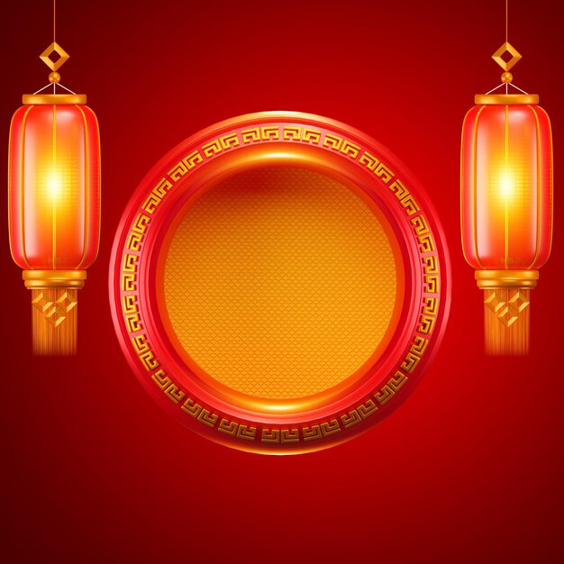 Chinese circle window 3d render image or Chinese new year background.