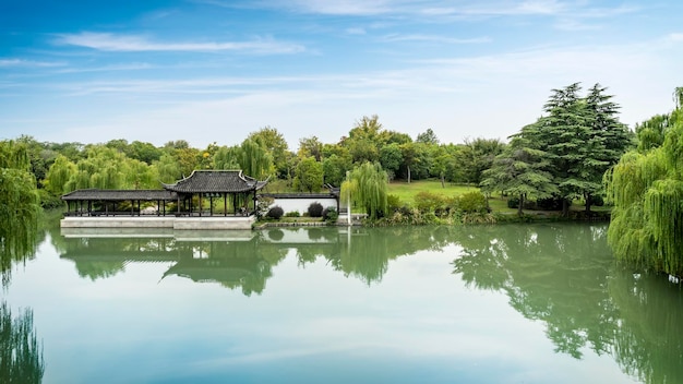 中国古典庭園風景街並み