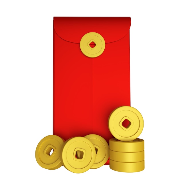 Chinese Coins Envelope 3D Icon