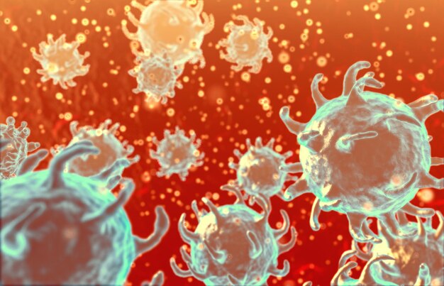Chinese coronavirus covid under microscope d render