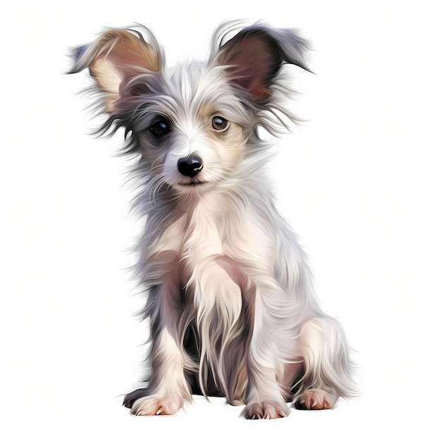 Foto cane cinese a cresta cane cucciolo a cresta puff clipart illustrazione ad acquerello ai generativa