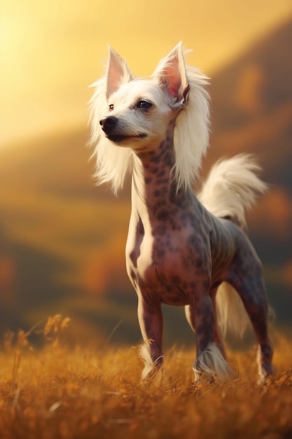 chinese crested dog standing Generative AI