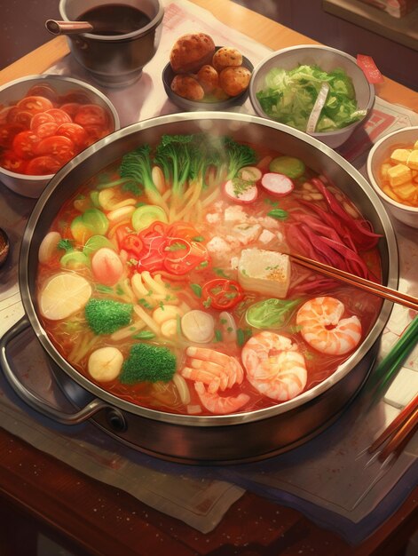 Chinese cuisine meat hot pot illustrated picture