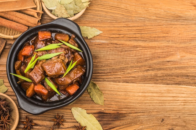 Chinese cuisine: a plate of braised lamb