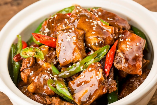 Chinese Cuisine a plate of braised ribs