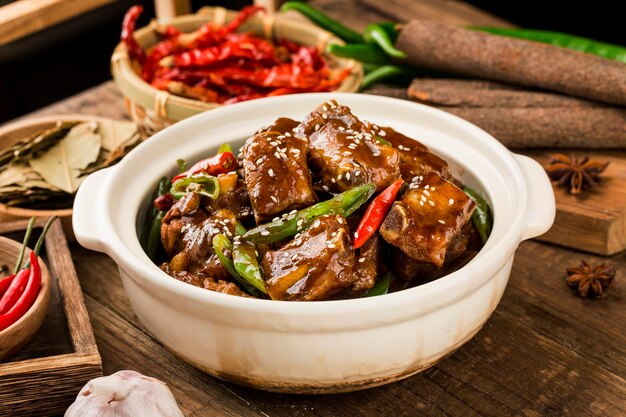 Chinese Cuisine a plate of braised ribs