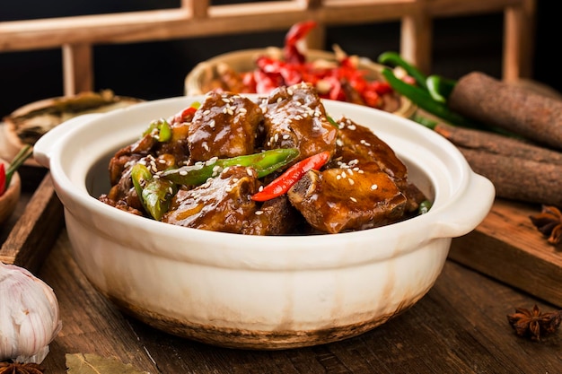 Chinese Cuisine a plate of braised ribs