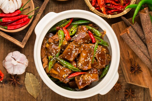 Chinese Cuisine a plate of braised ribs