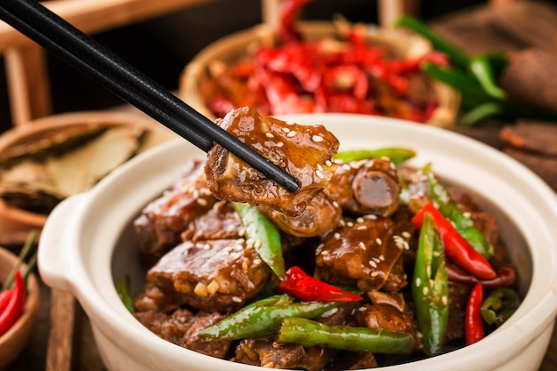 Chinese Cuisine a plate of braised ribs